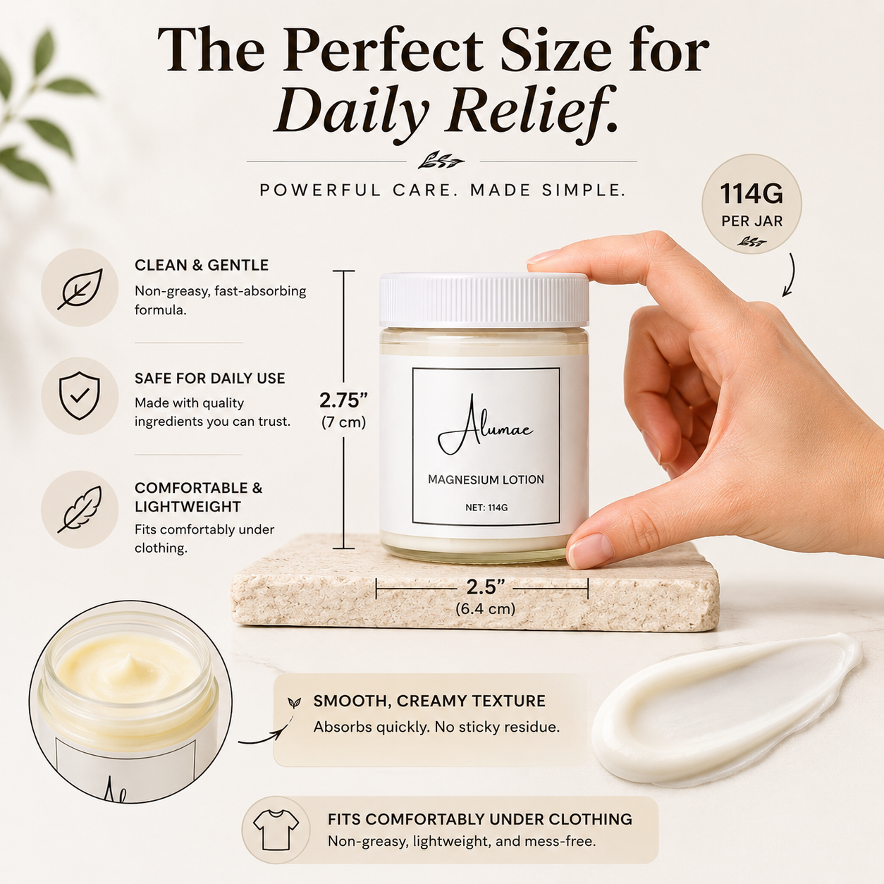 Alumae Magnesium Hand Comfort Cream Daily Moisturizing Lotion for Stiff, Aching Hands & Joint Comfort